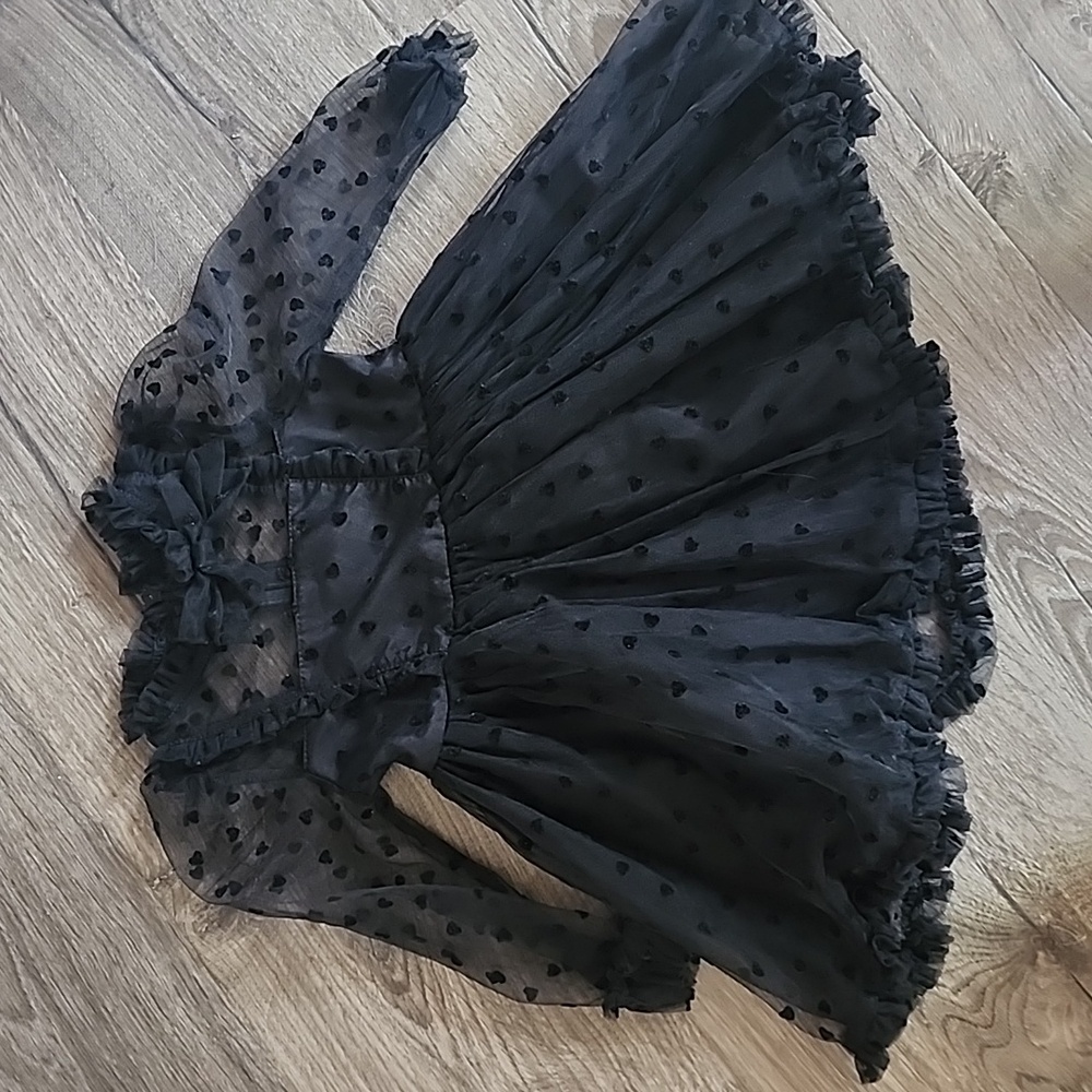 Baby girls black heart dress